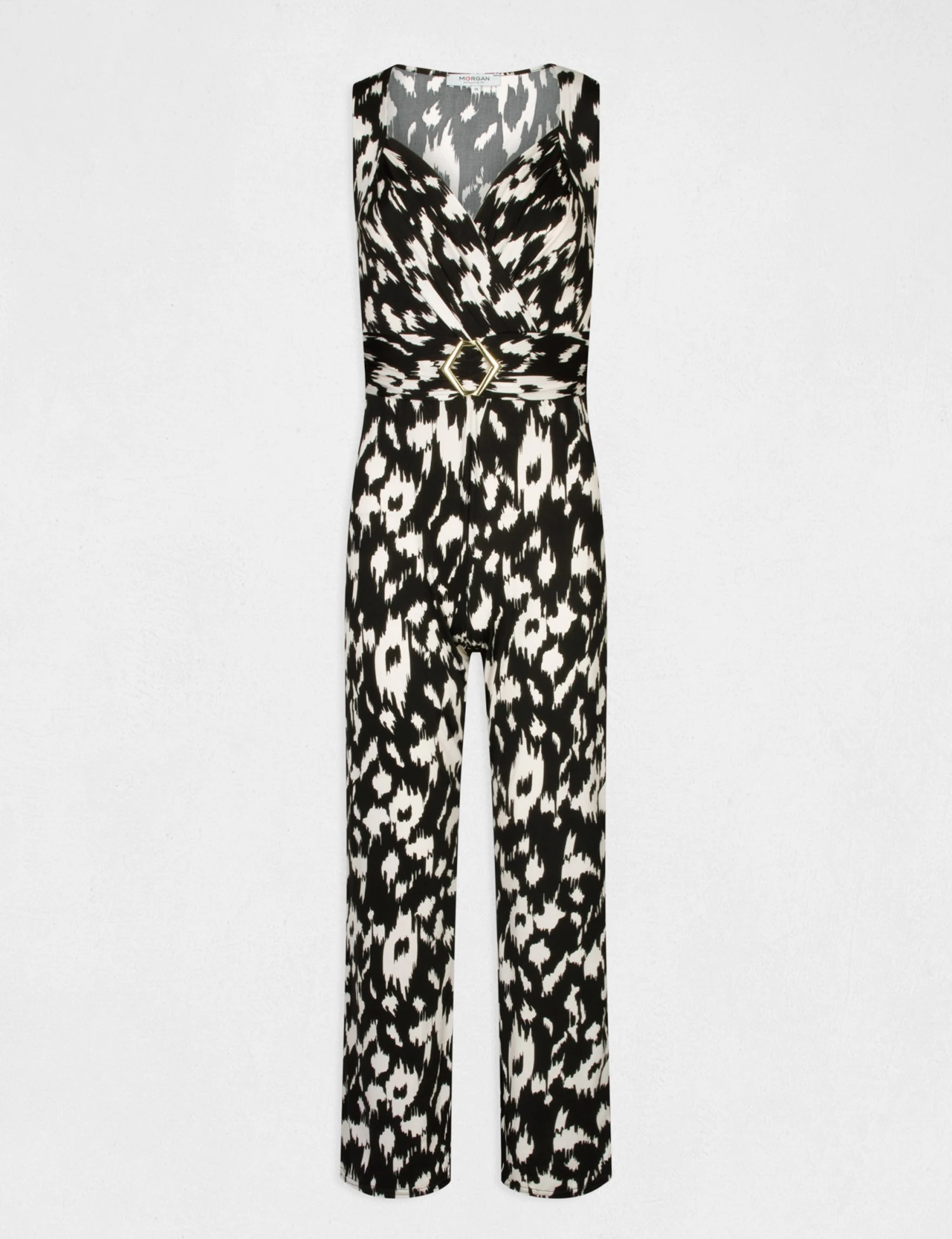 Combinaison Cintrée Imprimé Abstrait Noir Femme 4 Combinaison Cintrée Imprimé Abstrait Noir Femme – Image 4