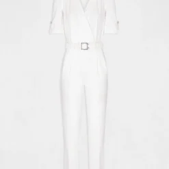 Combinaison Droite Avec Ceinture Ecru Femme -Morgandetoi Boutique combinaison droite avec ceinture ecru femme vue3 32536300866830201