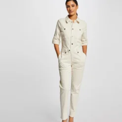 Combinaison Droite Boutonnée Ecru Moyen Femme -Morgandetoi Boutique combinaison droite boutonnee ecru moyen femme vue5 32536300930030213