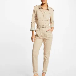Combinaison Droite Ceinturée Beige Femme -Morgandetoi Boutique combinaison droite ceinturee beige femme vue5 32536300930060202
