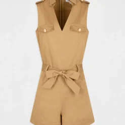 Combinaison Droite Ceinturée Caramel Femme -Morgandetoi Boutique combinaison droite ceinturee caramel femme vue3 32536300897060705