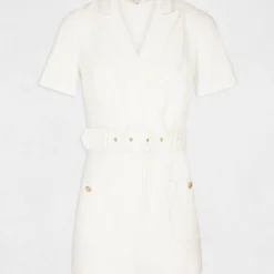 Combinaison Droite Ceinturée Ecru Femme -Morgandetoi Boutique combinaison droite ceinturee ecru femme vue3 32536300939290201