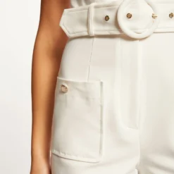 Combinaison Droite Ceinturée Ecru Femme -Morgandetoi Boutique combinaison droite ceinturee ecru femme vue4 32536300939290201