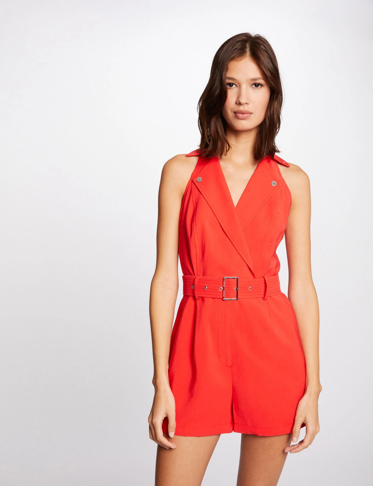 Combinaison Droite Ceinturée Rouge Femme 1 Combinaison Droite Ceinturée Rouge Femme