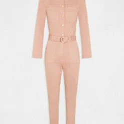 Combinaison Droite Ceinturée Vieux Rose Femme -Morgandetoi Boutique combinaison droite ceinturee vieux rose femme vue3 32536300930060507
