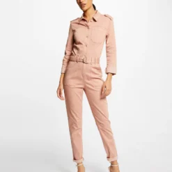 Combinaison Droite Ceinturée Vieux Rose Femme -Morgandetoi Boutique combinaison droite ceinturee vieux rose femme vue5 32536300930060507