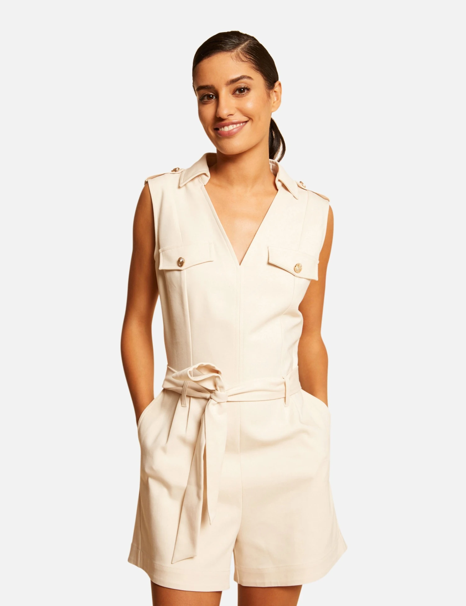 Combinaison Droite Sans Manches Ivoire Femme 1 Combinaison Droite Sans Manches Ivoire Femme