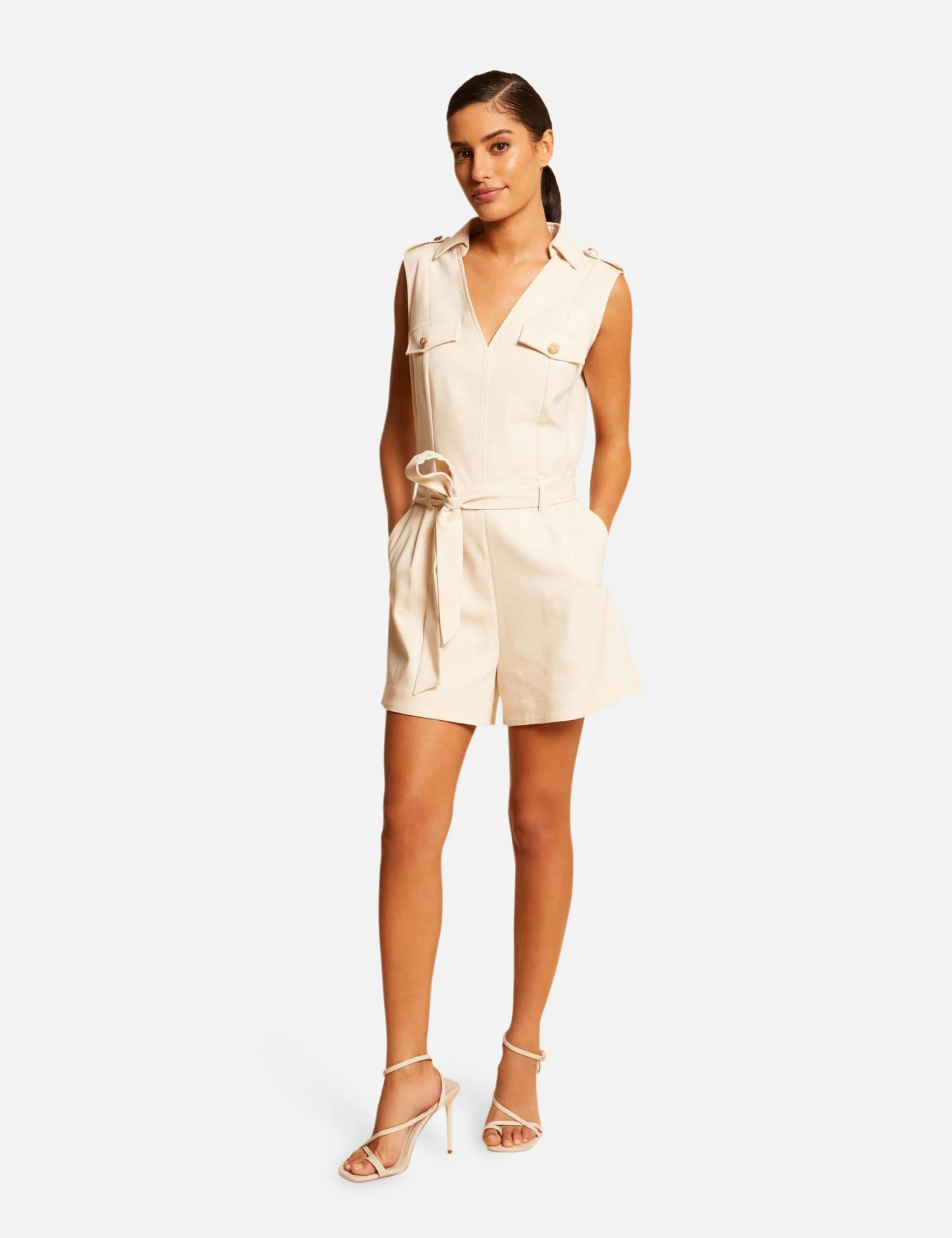 Combinaison Droite Sans Manches Ivoire Femme 4 Combinaison Droite Sans Manches Ivoire Femme – Image 4