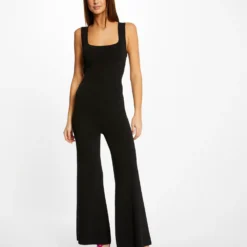 Combinaison En Tricot Large à Bretelles Noir Femme