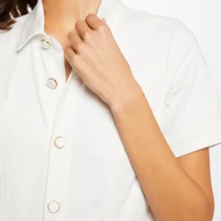 Combinaison Flare Boutonnée Ecru Femme -Morgandetoi Boutique combinaison flare boutonnee ecru femme vue4 32536300897200201