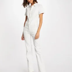 Combinaison Flare Boutonnée Ecru Femme -Morgandetoi Boutique combinaison flare boutonnee ecru femme vue5 32536300897200201