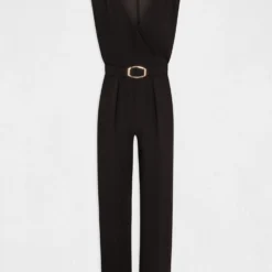 Combinaison Jambe Large Détail Boucle Noir Femme -Morgandetoi Boutique combinaison jambe large detail boucle noir femme vue3 32536300957530100