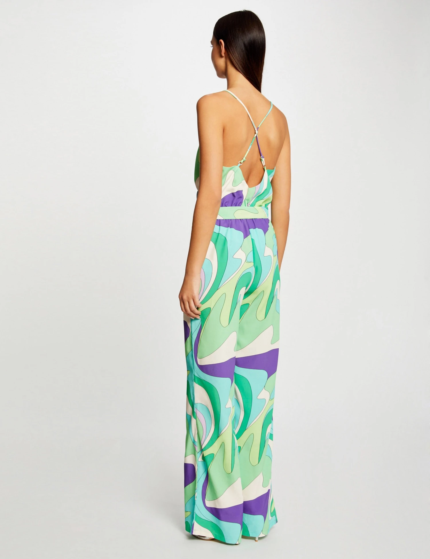 Combinaison Jambe Large Imprimé Abstrait Multico Femme 2 Combinaison Jambe Large Imprimé Abstrait Multico Femme – Image 2