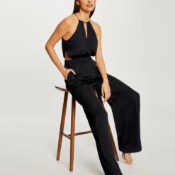 Combinaison Jambes Larges Fluides Marine Femme