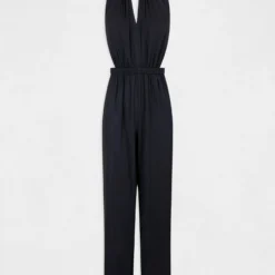 Combinaison Jambes Larges Fluides Marine Femme -Morgandetoi Boutique combinaison jambes larges fluides marine femme vue3 32536300942410301