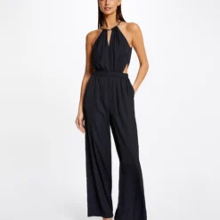 Combinaison Jambes Larges Fluides Marine Femme -Morgandetoi Boutique combinaison jambes larges fluides marine femme vue5 32536300942410301