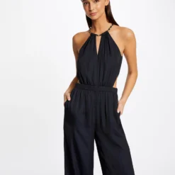 Combinaison Jambes Larges Fluides Marine Femme -Morgandetoi Boutique combinaison jambes larges fluides marine femme vue6 32536300942410301