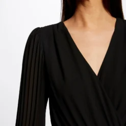 Combinaison Jambes Larges Plissée Noir Femme -Morgandetoi Boutique combinaison jambes larges plissee noir femme vue4 32536300942420100