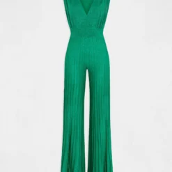 Combinaison Jambes Larges Plissées Vert Moyen Femme 8 Combinaison Jambes Larges Plissées Vert Moyen Femme -Morgandetoi Boutique combinaison jambes larges plissees vert moyen femme vue3 32536300932150608