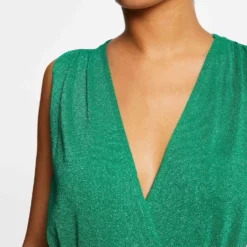 Combinaison Jambes Larges Plissées Vert Moyen Femme 9 Combinaison Jambes Larges Plissées Vert Moyen Femme -Morgandetoi Boutique combinaison jambes larges plissees vert moyen femme vue4 32536300932150608