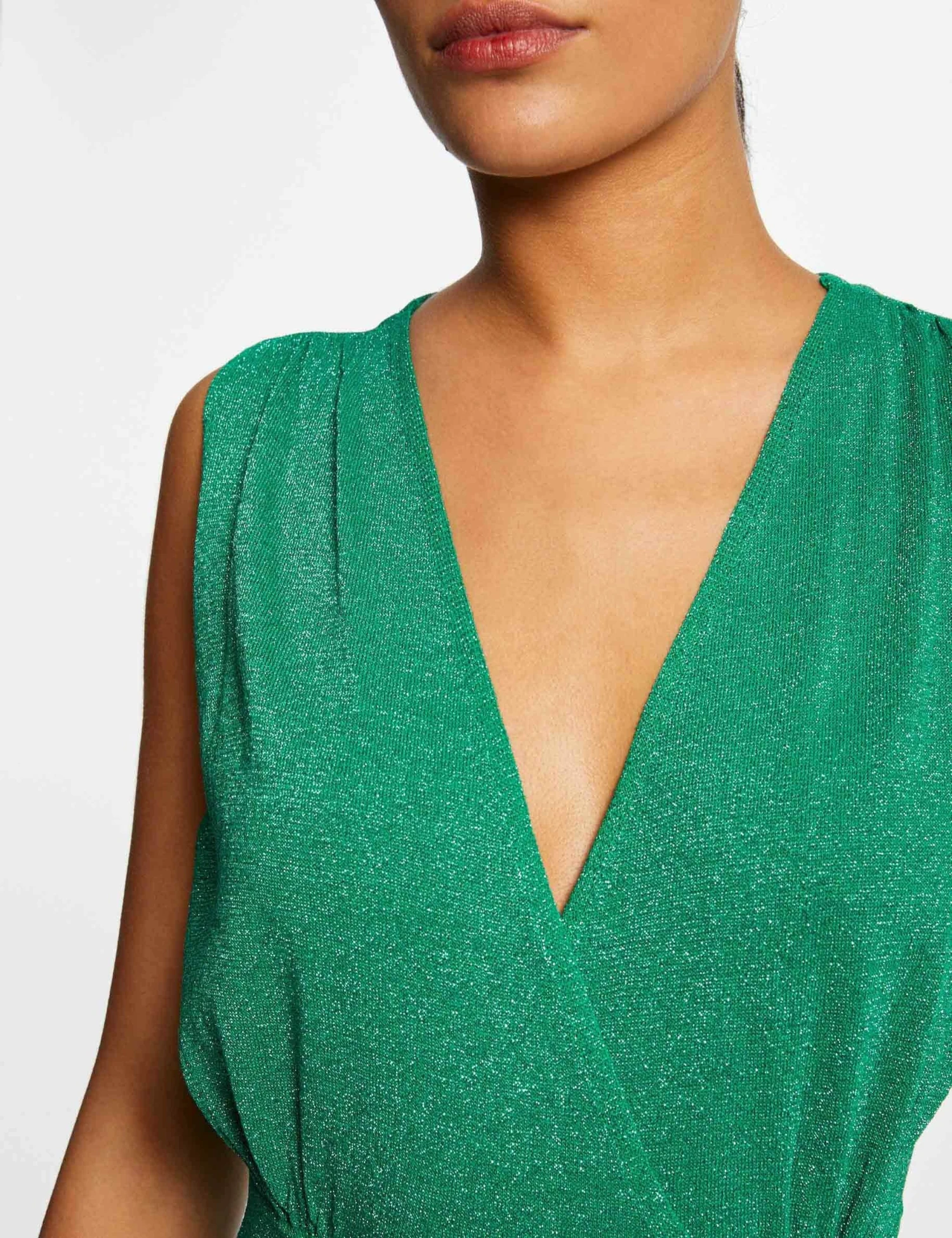 Combinaison Jambes Larges Plissées Vert Moyen Femme 5 Combinaison Jambes Larges Plissées Vert Moyen Femme – Image 5