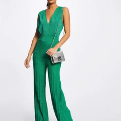 Combinaison Jambes Larges Plissées Vert Moyen Femme 7 Combinaison Jambes Larges Plissées Vert Moyen Femme -Morgandetoi Boutique combinaison jambes larges plissees vert moyen femme vue5 32536300932150608