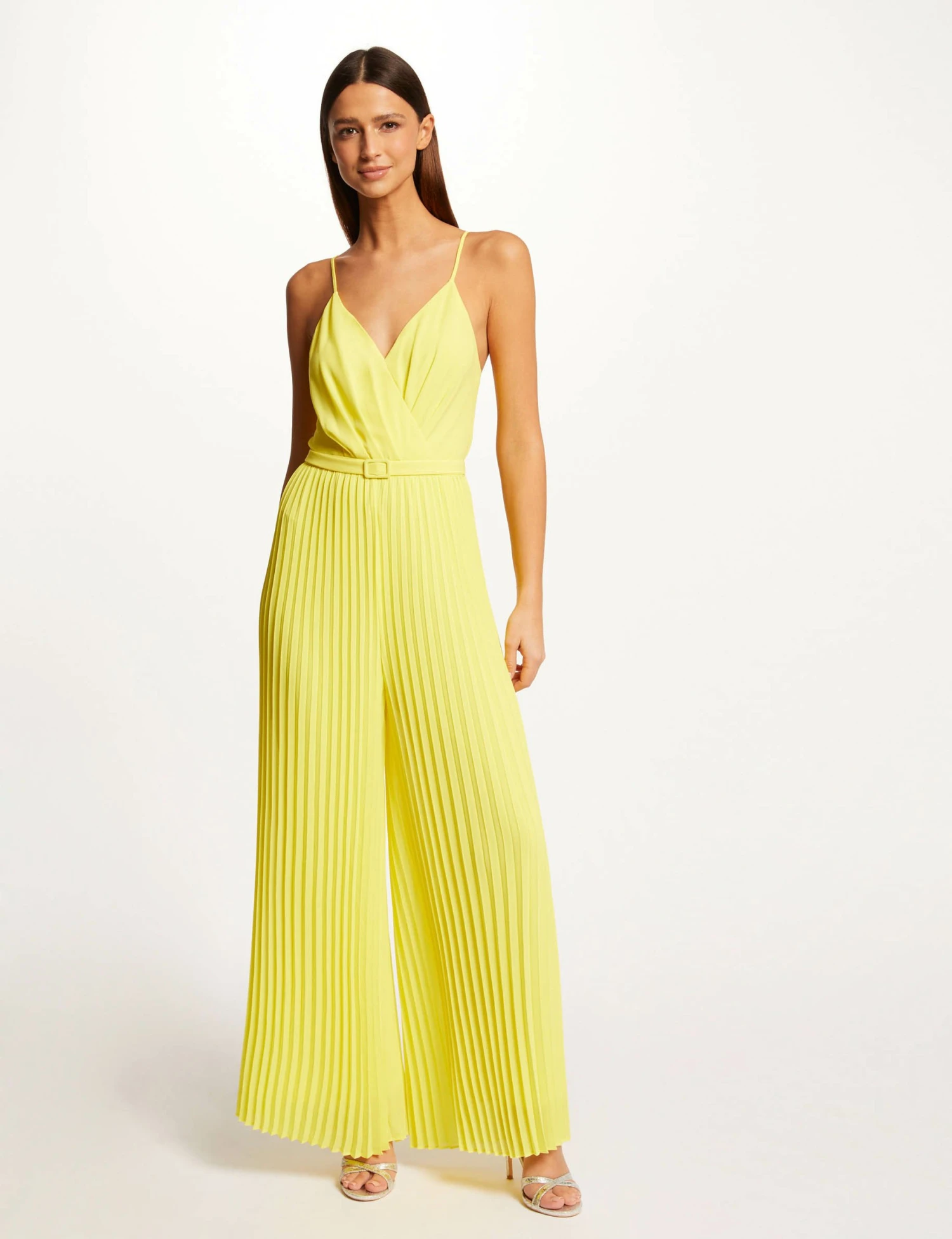 Combinaison Large Plissée Avec Dos Nu Jaune Femme 1 Combinaison Large Plissée Avec Dos Nu Jaune Femme
