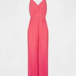 Combinaison Large Plissée Avec Dos Nu Rose Femme -Morgandetoi Boutique combinaison large plissee avec dos nu rose femme vue3 32536300938530503