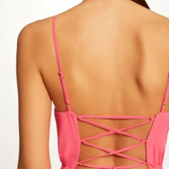 Combinaison Large Plissée Avec Dos Nu Rose Femme -Morgandetoi Boutique combinaison large plissee avec dos nu rose femme vue4 32536300938530503