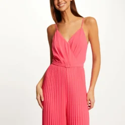 Combinaison Large Plissée Avec Dos Nu Rose Femme -Morgandetoi Boutique combinaison large plissee avec dos nu rose femme vue5 32536300938530503