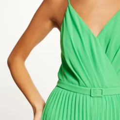 Combinaison Large Plissée Avec Dos Nu Vert Femme -Morgandetoi Boutique combinaison large plissee avec dos nu vert femme vue4 32536300938530600