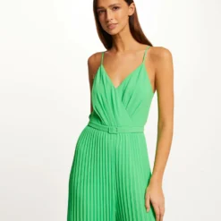 Combinaison Large Plissée Avec Dos Nu Vert Femme -Morgandetoi Boutique combinaison large plissee avec dos nu vert femme vue5 32536300938530600
