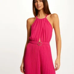 Combinaison Large Plissée Rose Fonce Femme -Morgandetoi Boutique combinaison large plissee rose fonce femme vue5 32536300930150515