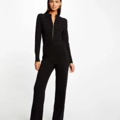 Combinaison Tricot Droite Zippée Noir Femme