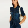Combishort Boutonnée à Ceinture Jean Brut Femme