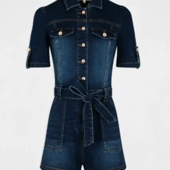 Combishort Boutonnée à Ceinture Jean Brut Femme 8 Combishort Boutonnée à Ceinture Jean Brut Femme -Morgandetoi Boutique combishort boutonnee a ceinture jean brut femme vue3 32536300939330305