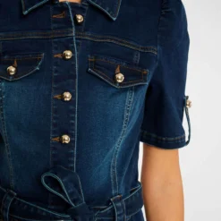 Combishort Boutonnée à Ceinture Jean Brut Femme 9 Combishort Boutonnée à Ceinture Jean Brut Femme -Morgandetoi Boutique combishort boutonnee a ceinture jean brut femme vue4 32536300939330305