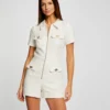 Combishort Droite Avec Fermeture Zippée Ecru Femme