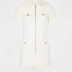 Combishort Droite Avec Fermeture Zippée Ecru Femme -Morgandetoi Boutique combishort droite avec fermeture zippee ecru femme vue3 32536300933610201