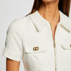 Combishort Droite Avec Fermeture Zippée Ecru Femme -Morgandetoi Boutique combishort droite avec fermeture zippee ecru femme vue4 32536300933610201