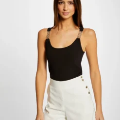 Débardeur Avec Bretelles à Ornements Noir Femme