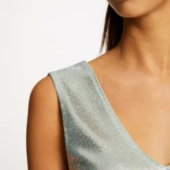 Débardeur Avec Fils Métallisés Bleu Femme 9 Débardeur Avec Fils Métallisés Bleu Femme -Morgandetoi Boutique debardeur avec fils metallises bleu femme vue4 32536300954230300