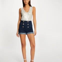 Débardeur Avec Fils Métallisés Ivoire Femme 7 Débardeur Avec Fils Métallisés Ivoire Femme -Morgandetoi Boutique debardeur avec fils metallises ivoire femme vue5 32536300954230203