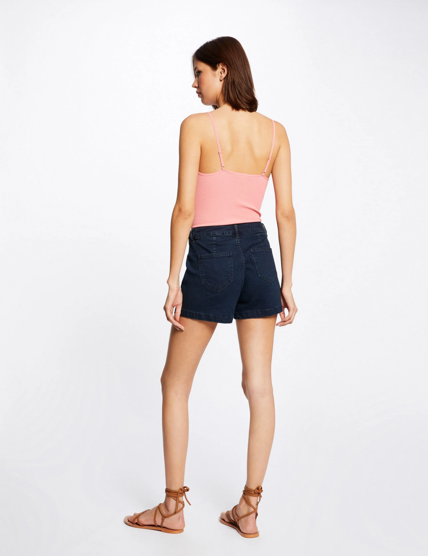 Débardeur Bretelles Fines à Col En V Corail Femme 2 Débardeur Bretelles Fines à Col En V Corail Femme – Image 2