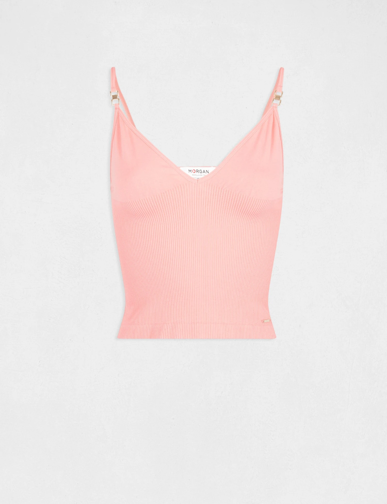Débardeur Bretelles Fines à Col En V Corail Femme 4 Débardeur Bretelles Fines à Col En V Corail Femme – Image 4