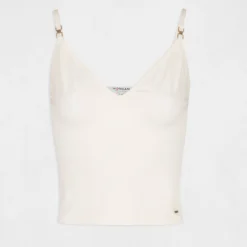 Débardeur Bretelles Fines à Col En V Ivoire Femme -Morgandetoi Boutique debardeur bretelles fines a col en v ivoire femme vue3 32536300885760203