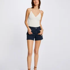 Débardeur Bretelles Fines à Col En V Ivoire Femme -Morgandetoi Boutique debardeur bretelles fines a col en v ivoire femme vue5 32536300885760203