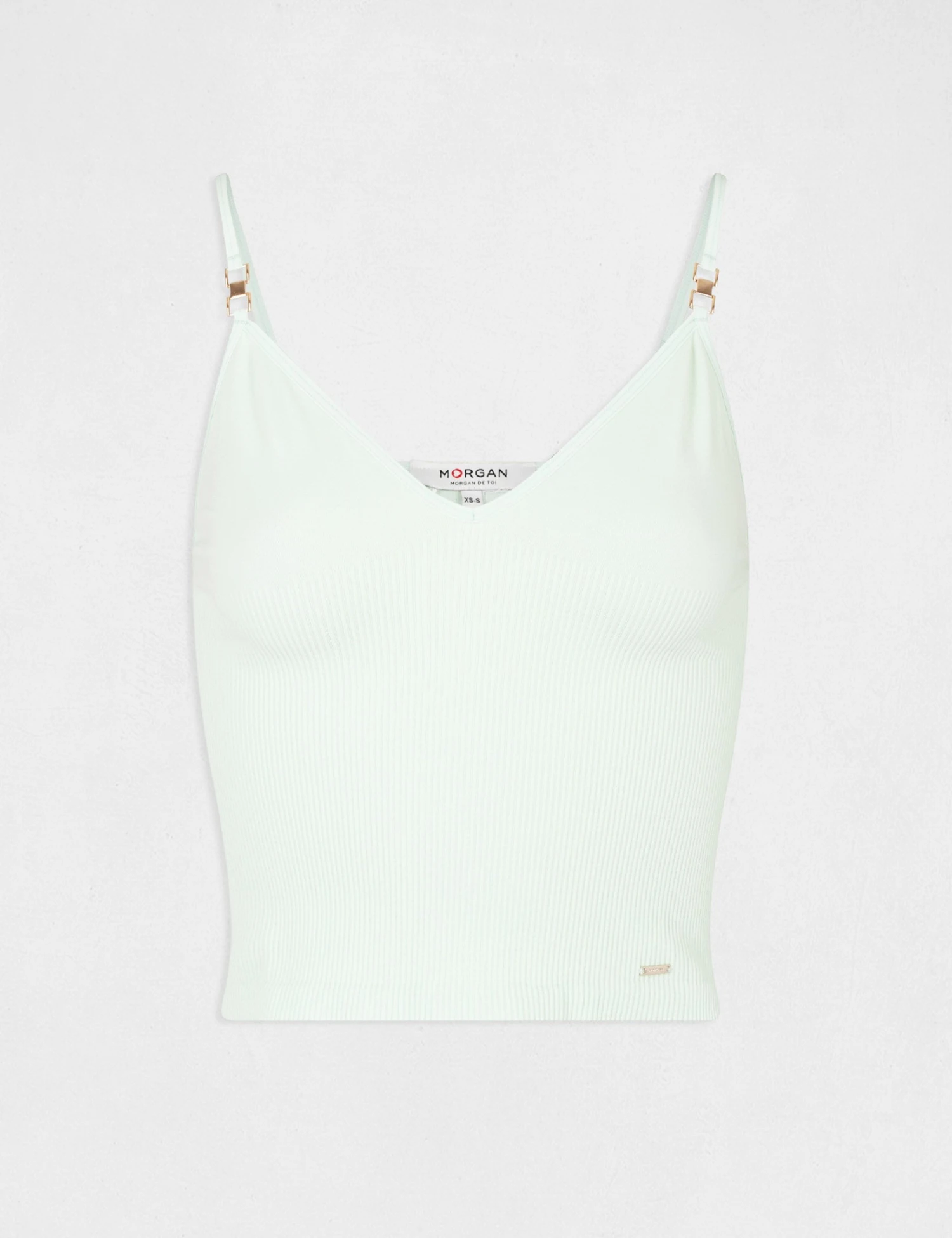 Débardeur Bretelles Fines à Col En V Vert Clair Femme 4 Débardeur Bretelles Fines à Col En V Vert Clair Femme – Image 4