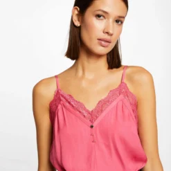 Débardeur Bretelles Fines Avec Boutons Fuchsia Femme