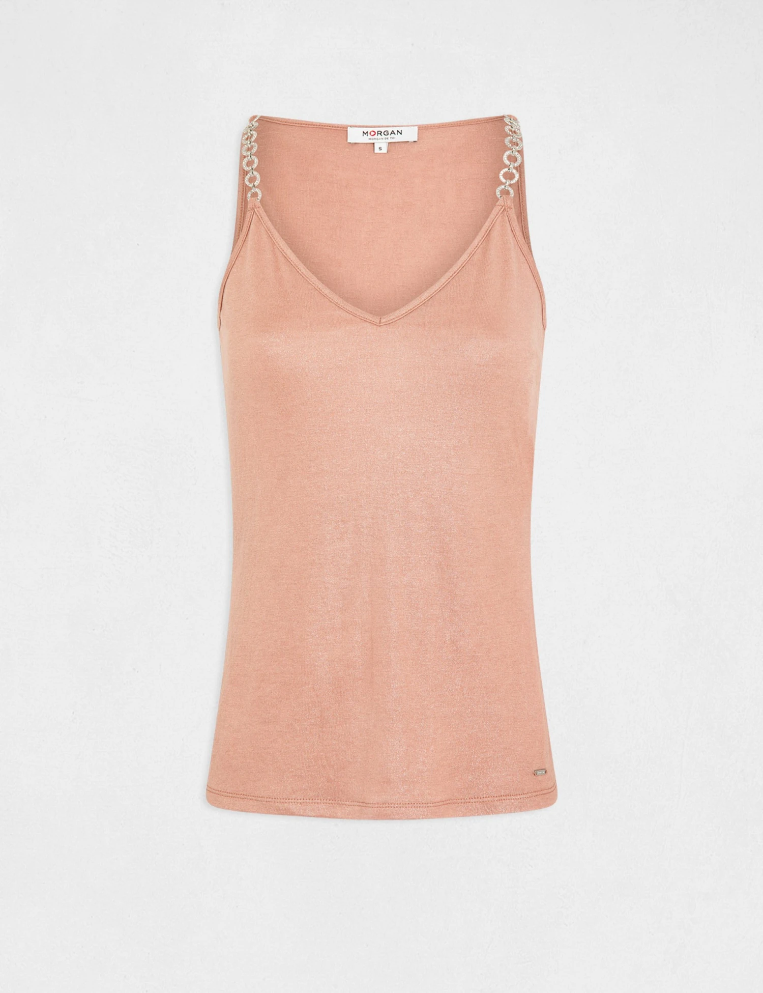 Débardeur Bretelles Fines Avec Chaînes Rose Moyen Femme 4 Débardeur Bretelles Fines Avec Chaînes Rose Moyen Femme – Image 4